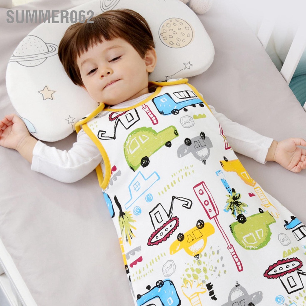 Summer062 Túi ngủ cotton cho bé Không tay Mở rộng viền Họa tiết dễ thương Giữ ấm Chăn có thể đeo thoáng khí