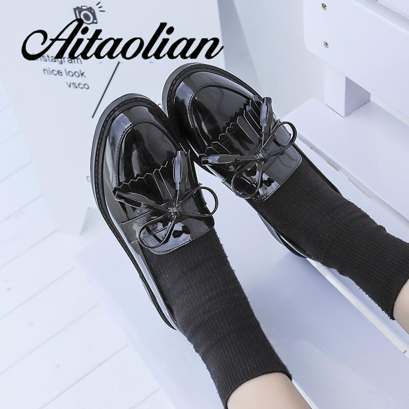 Giày Da Đế Dày Thời Trang Hàn Quốc Dành Cho Nữ