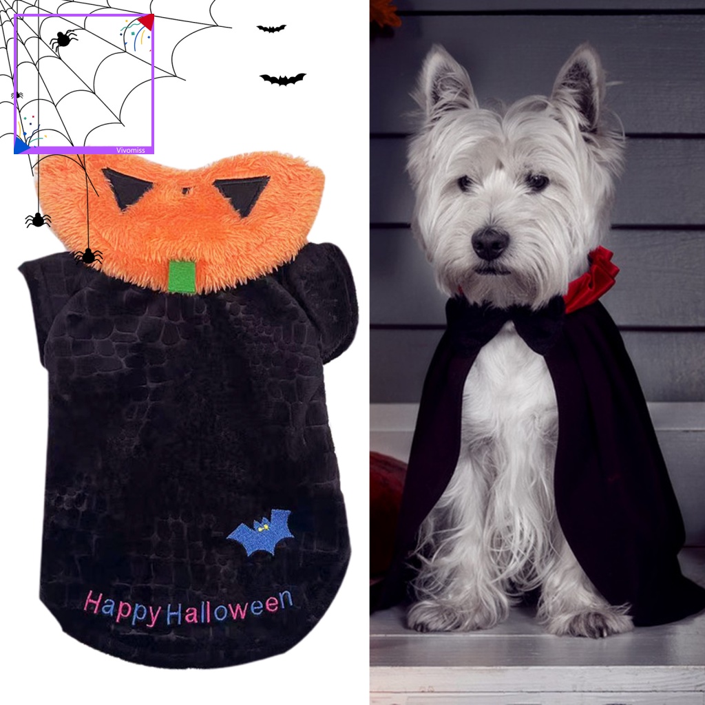 [VM] Áo Khoác Nhung San Hô Hình Đầu Quỷ Bí Ngô Giữ Ấm Mùa Đông Thoải Mái Đóng Lại Được Cho Thú Cưng Chụp Ảnh