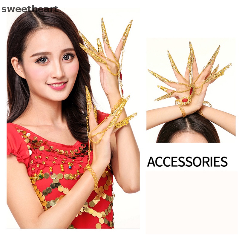 Phụ nữ Múa Dân Gian múa bụng ngón tay trang sức vàng móng tay dài cho điệu nhảy mới