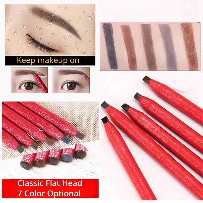 Bút Chì Kẻ Lông Mày / Xăm Lông Mày Đầu Dẹt Chống Nước Chống Mồ Hôi Lâu Trôi Màu Đen / Nâu