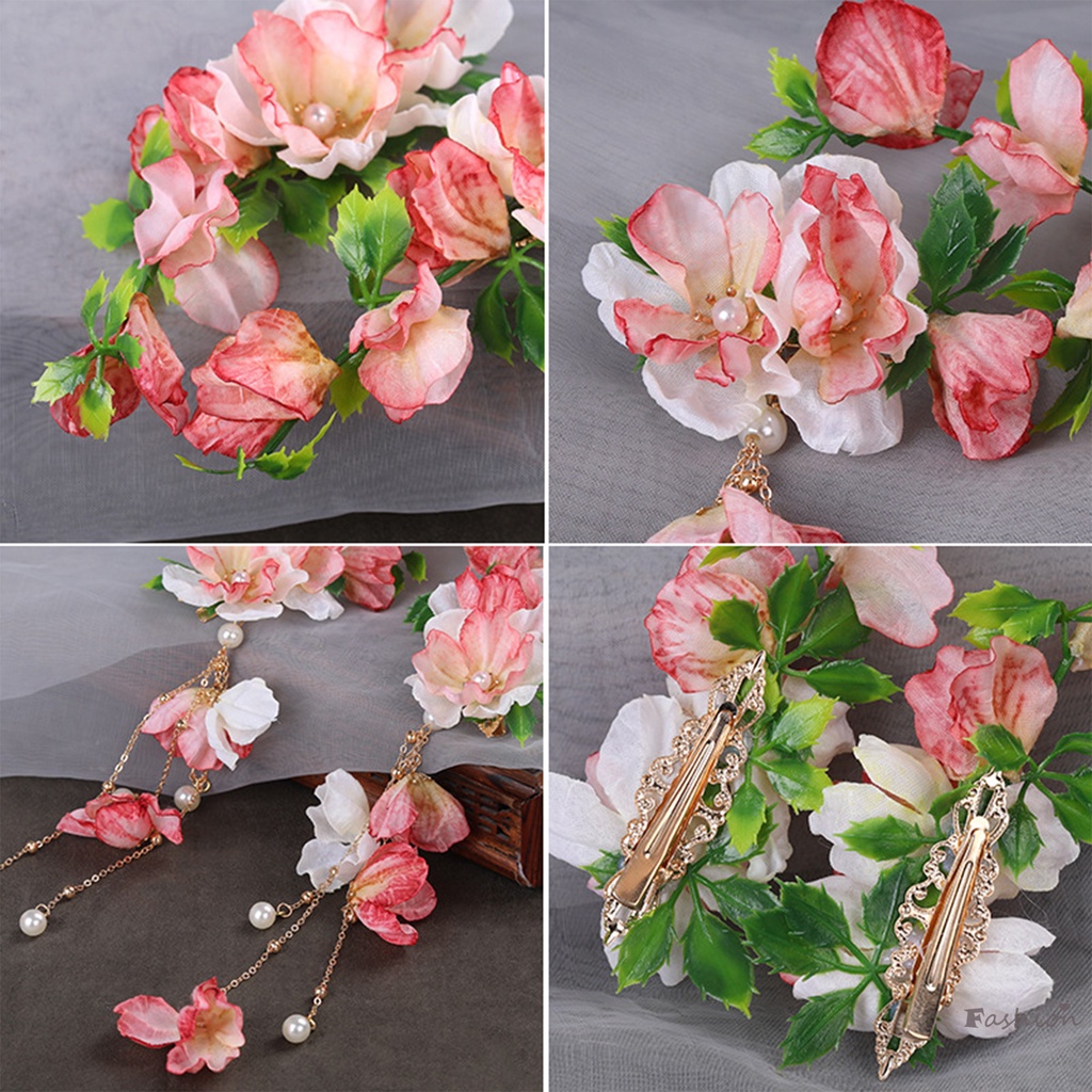 Trâm Cài Tóc Vải Lụa Họa Tiết Hoa Phong Cách Cổ Điển Thanh Lịch Cho Nữ