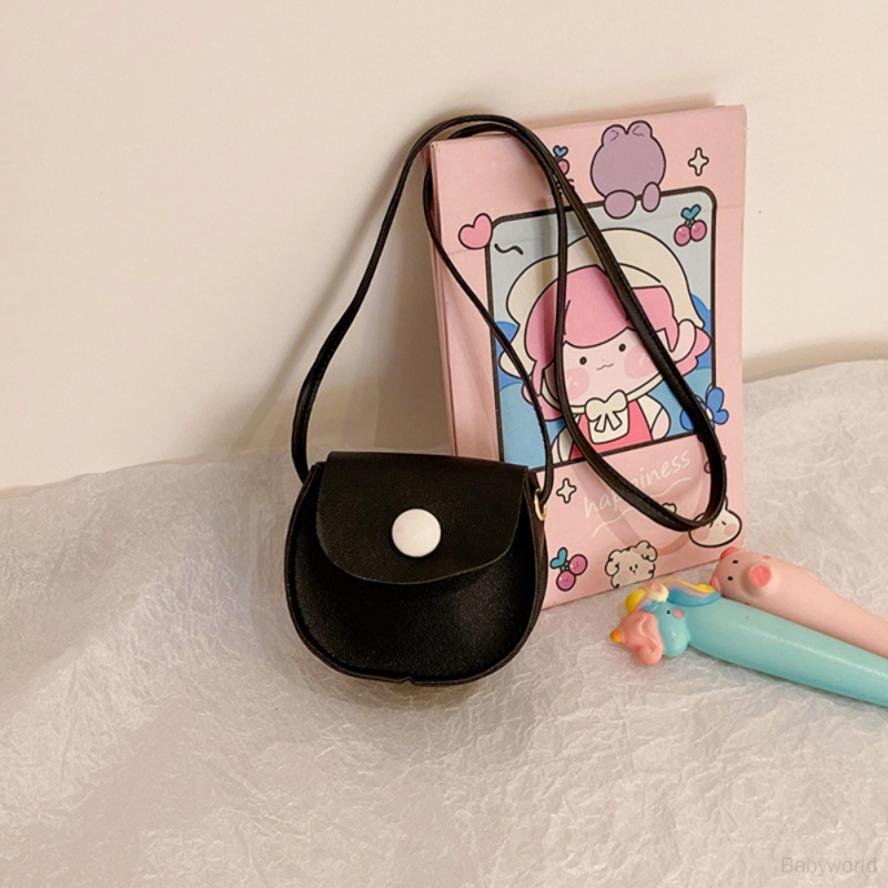 Túi Xách Tròn Nhỏ Đeo Chéo Vai Màu Trơn Có Dây Xích Đa Chức Năng Phong Cách Hàn Quốc Cho Bé Gái