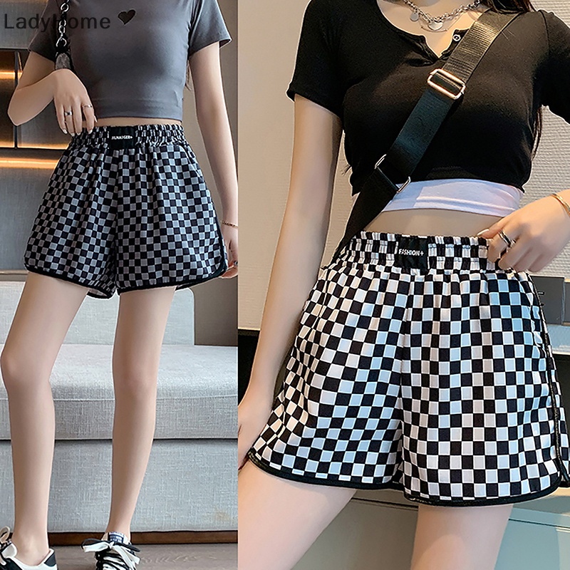 Quần Short Jogger Họa Tiết Sọc Caro Phong Cách Hàn Quốc Thời Trang Cho Nữ