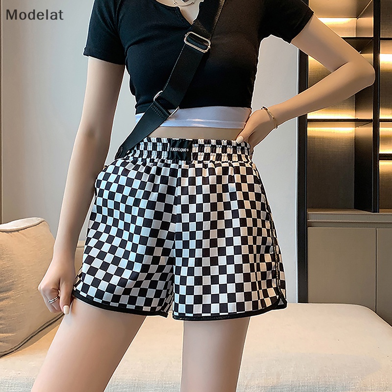 Quần Short Jogger Dáng Suông Kẻ Sọc Caro Phong Cách Hàn Quốc Thời Trang Mùa Hè Cho Nữ