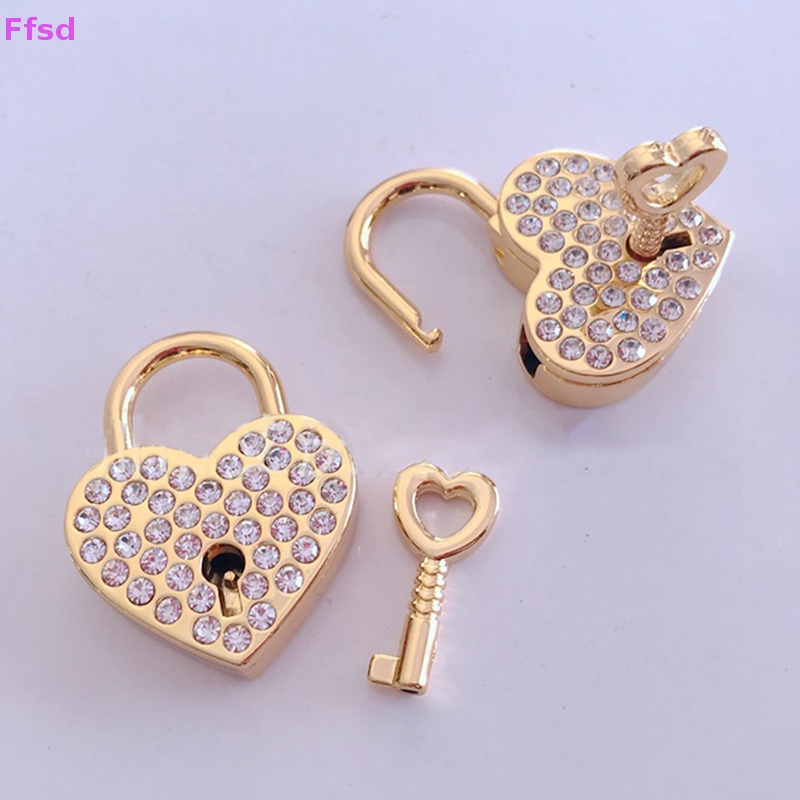 {Ffsd} Ổ Khóa Trái Tim Mini Thời Trang Kèm Chìa Khóa Hộp Trang Sức / Hành Lý Trang Trí * Bán Chạy