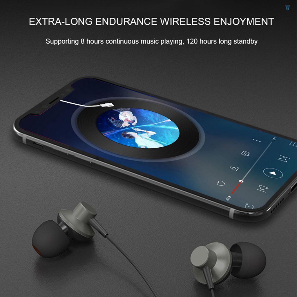 Bộ Tai Nghe Thể Thao Không Dây Bluetooth 5.0 Chống Nước IPX5 Đeo Cổ Có Nam Châm &amp; Mic