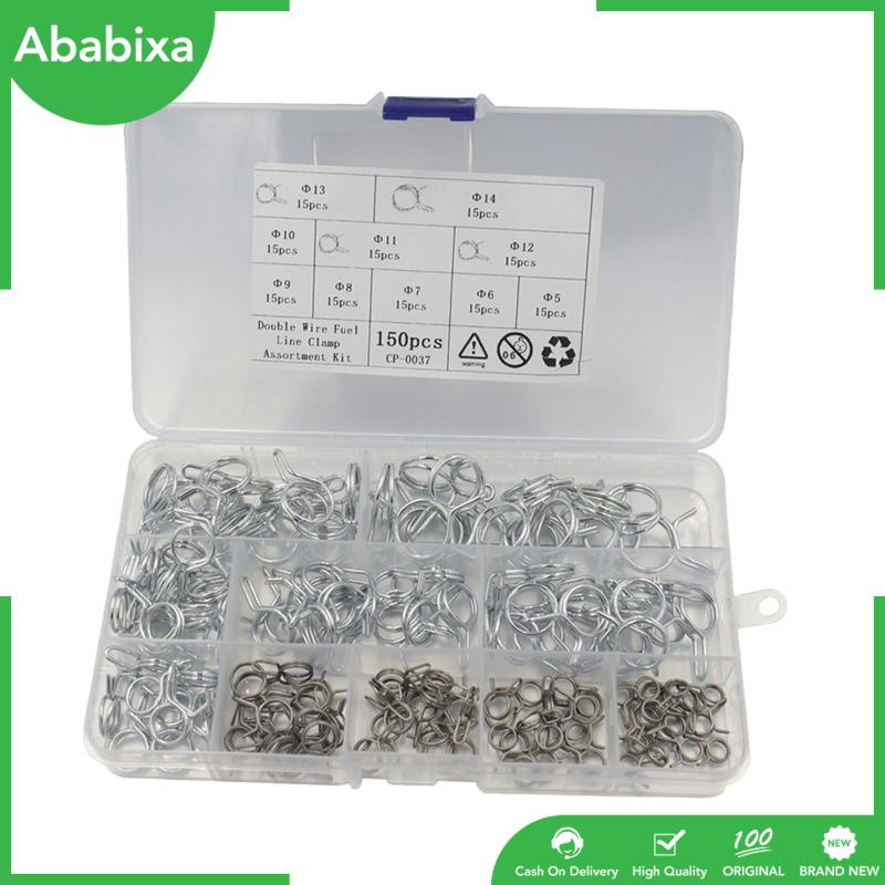 Set 150 Kẹp Dây Lò Xo Đôi 10 Kích Cỡ Bằng Thép Carbon 5-14mm Cho Ống Nước