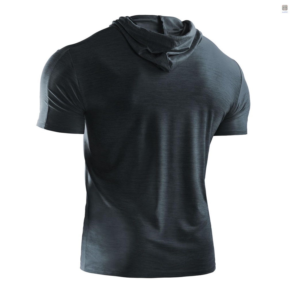 Bộ 3 Áo Thun Thể Thao Tay Ngắn Có Mũ Trùm Và Dây Rút Thoáng Khí Mau Khô Màu Sắc Thời Trang Mù