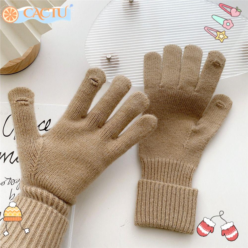 Găng Tay Len Mềm Mại Giữ Ấm Năm Ngón Có Thể Chạm Màn Hình Cảm Ứng