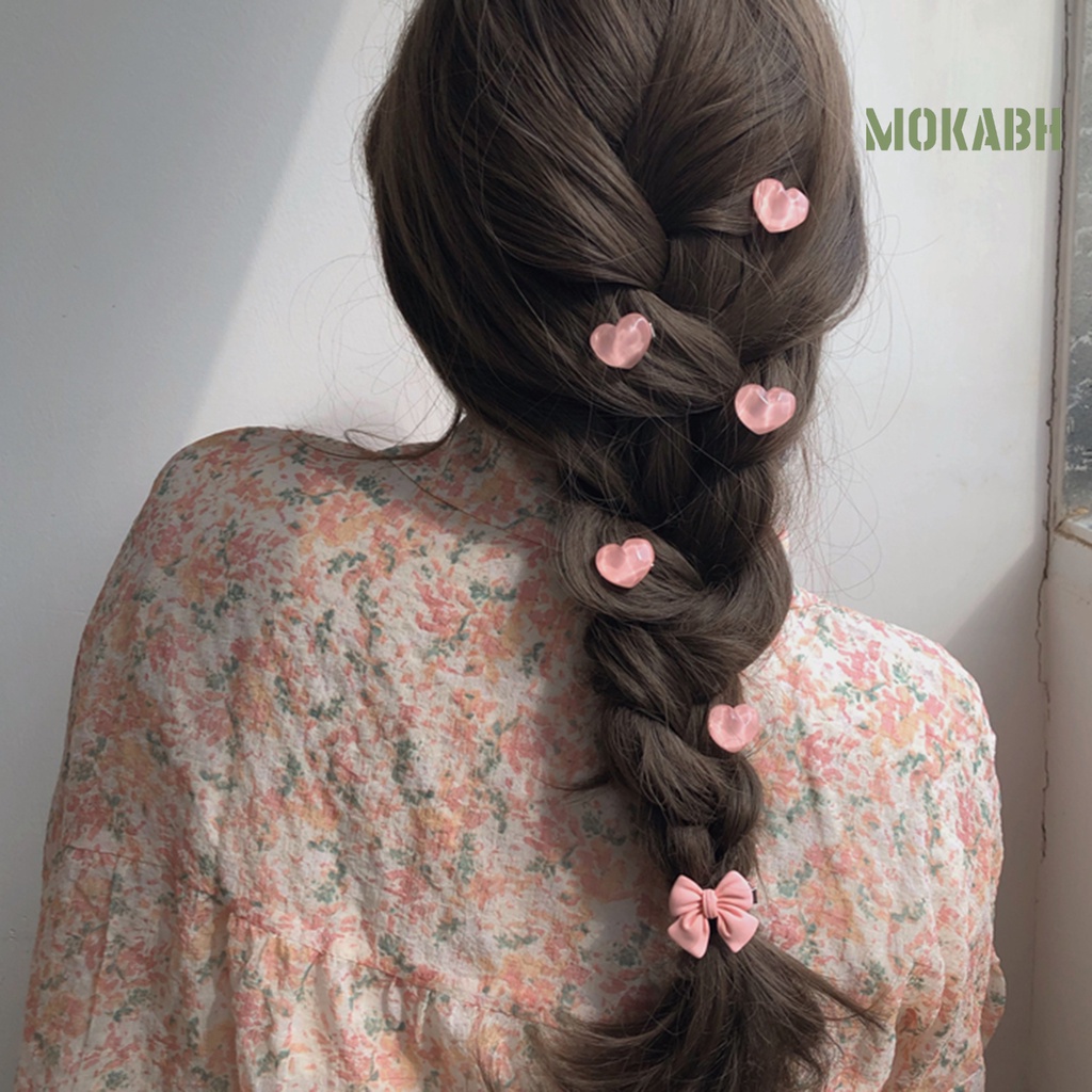 1 / 5 Kẹp Tóc Mini Bằng Kim Loại Chống Trượt Họa Tiết Hoa Và Nơ Dễ Thương