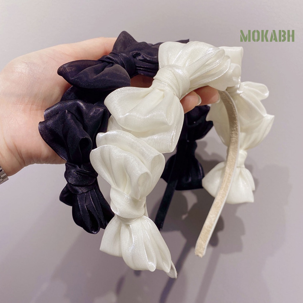 Băng Đô Cài Tóc Bằng Vải Mềm Co Giãn Chống Trượt Màu Trơn Dành Cho Nữ