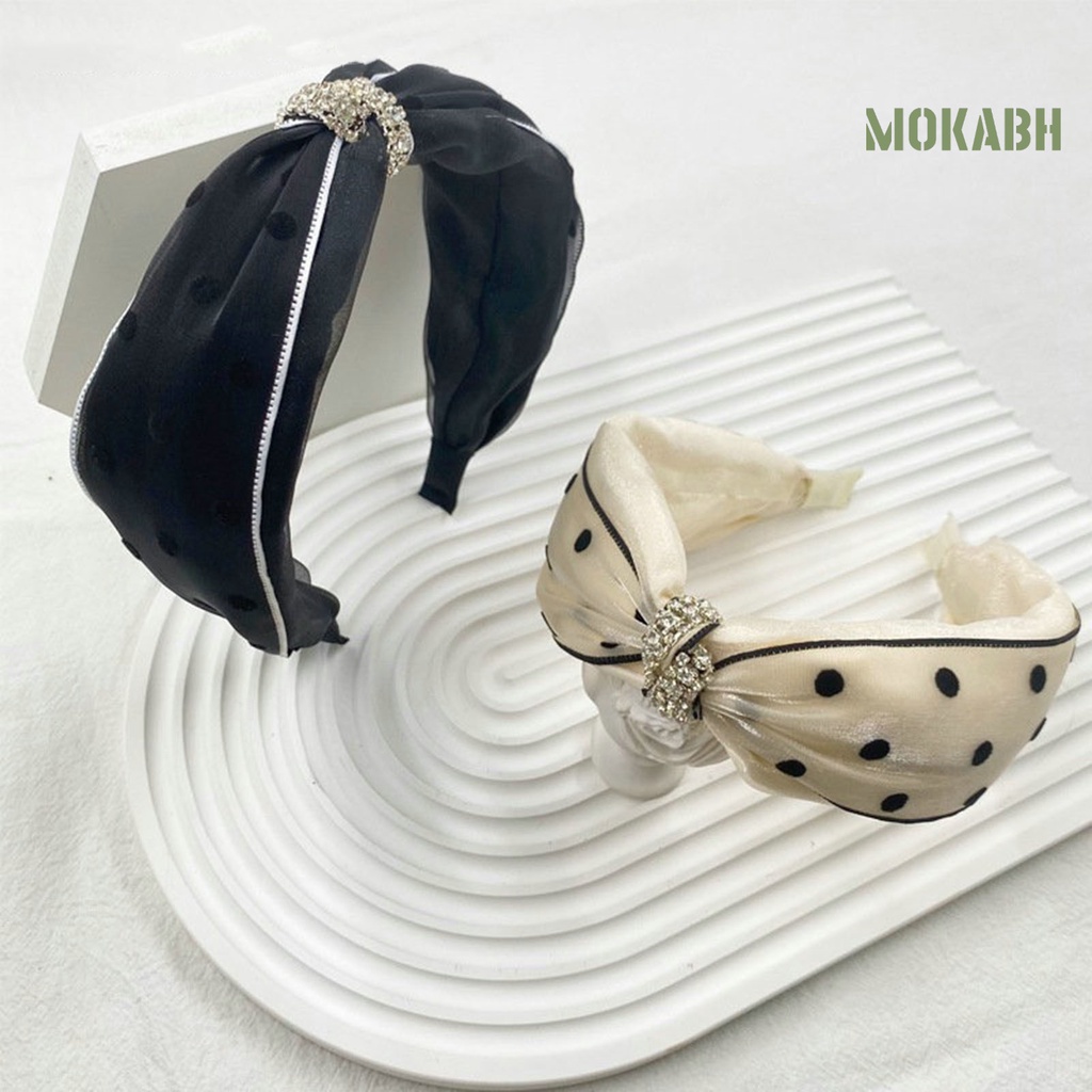 Băng Đô Cài Tóc Họa Tiết Chấm Bi Thắt Nút Phối Lưới Thời Trang Cho Nữ