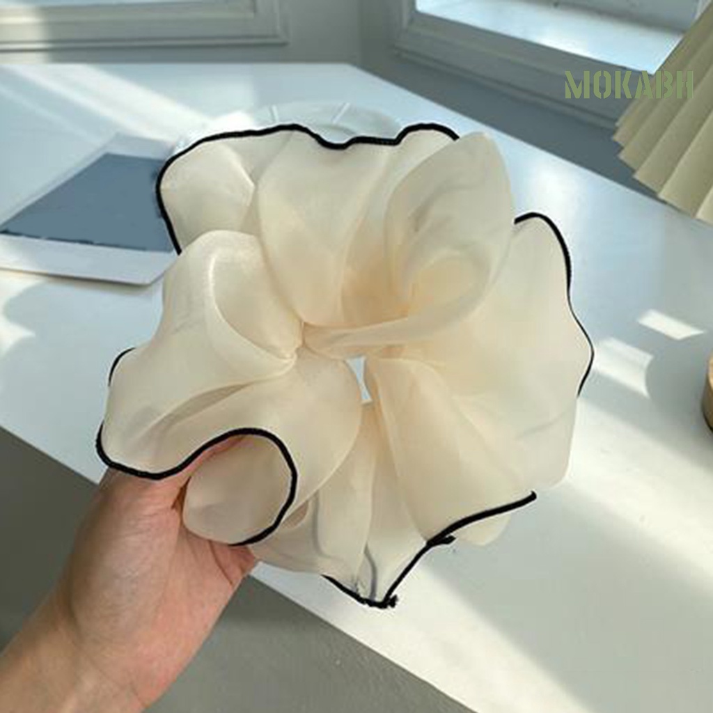 Dây Cột Tóc Co Giãn Phối Lưới Màu Sắc Tương Phản Xinh Xắn Cho Nữ