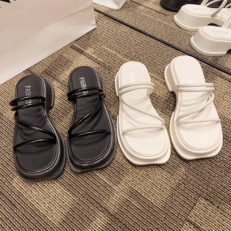 Giày Lười Da Pu Đế Xuồng Màu Trơn Phong Cách La Mã Đơn Giản