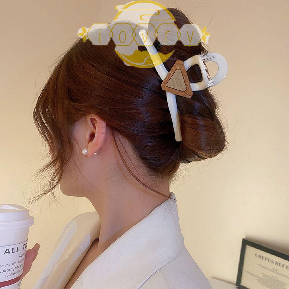 Kẹp Tóc Hình Tam Giác In Chữ Lớn Màu Ngà Phong Cách Hàn Quốc Tinh Tế Thời Trang Cho Nữ