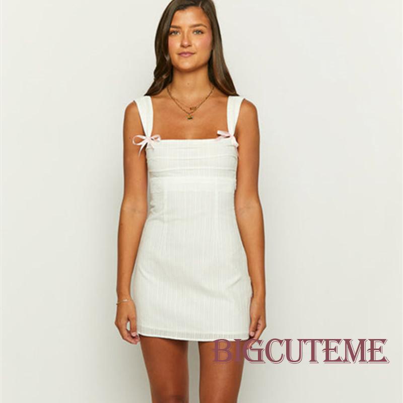 Đầm Mini Sát Nách Màu Trơn Thời Trang Mùa Hè Cho Nữ