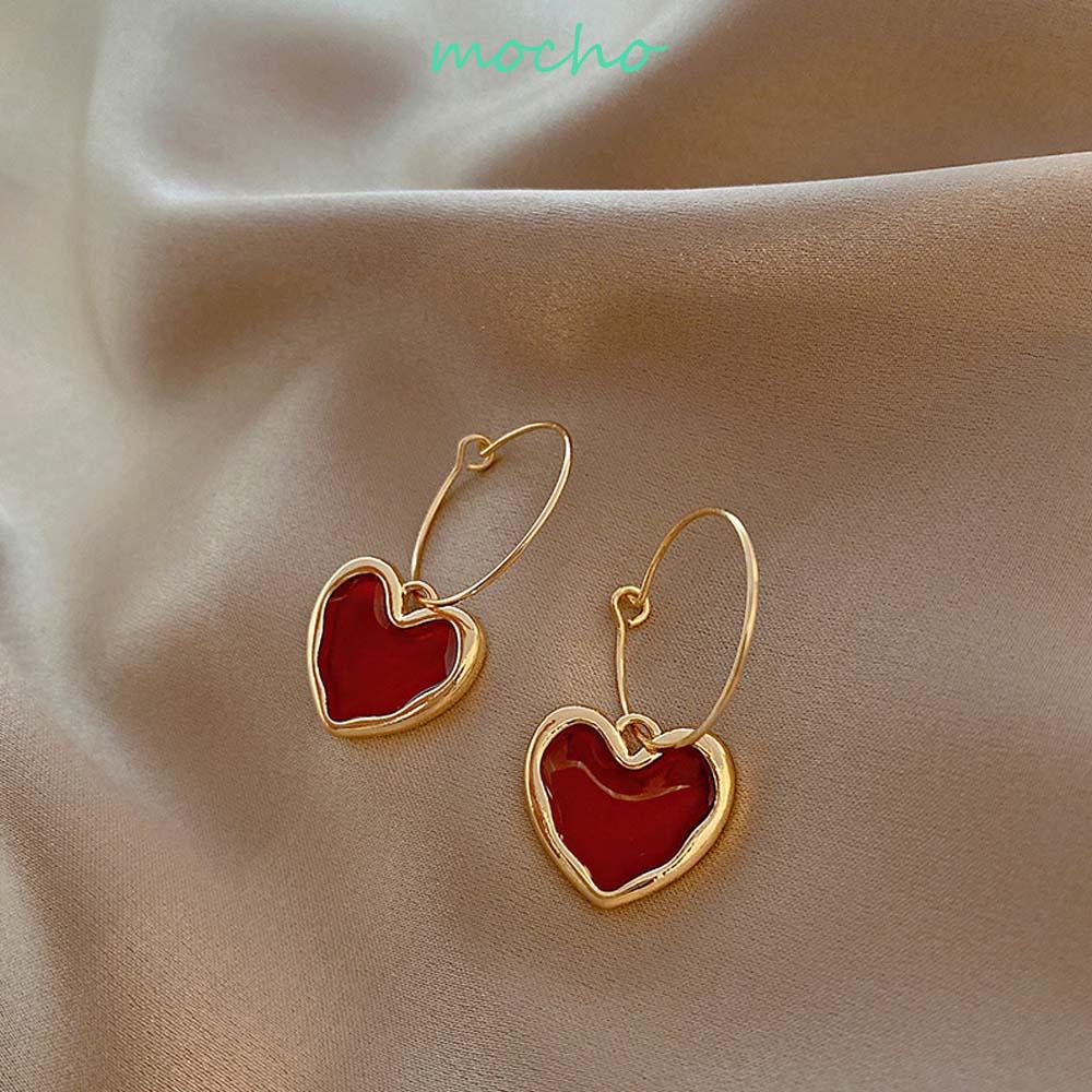 Khuyên Tai Dạng Móc Hình Trái Tim Tráng Men Thời Trang Cổ Điển Cho Nữ