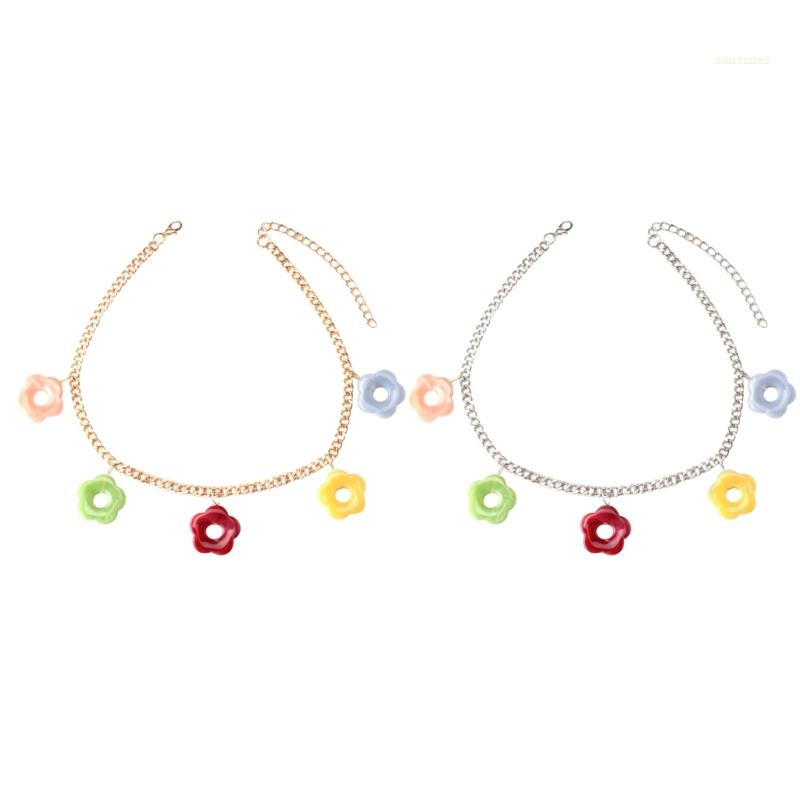 Vòng cổ Một Lớp Mặt Hình Học Màu Sắc Tương Phản Dành Cho Nữ