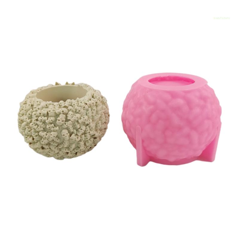 Khuôn Silicone Làm Chậu Hoa Hình Đầu Lâu Halloween