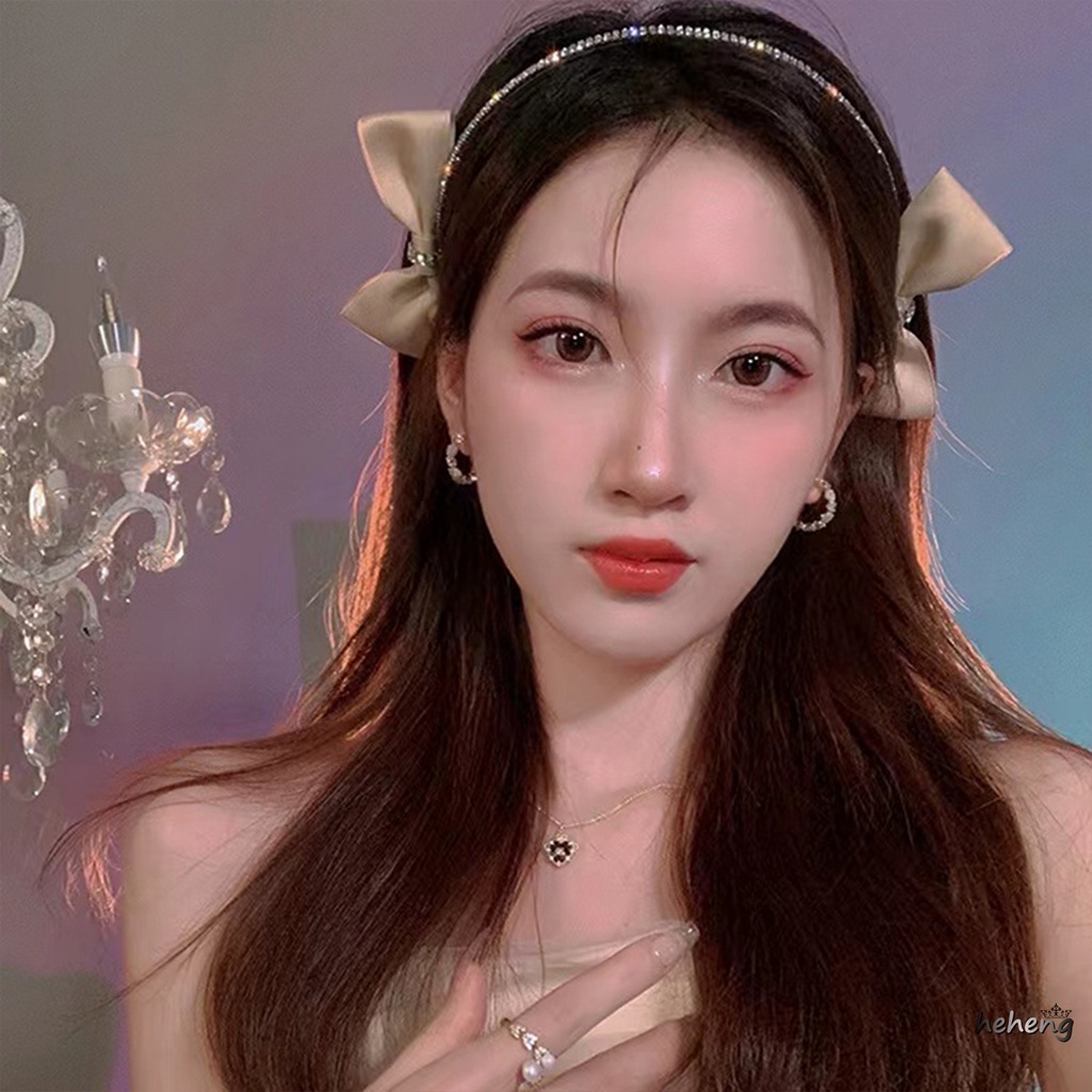 Băng Đô Nơ Đen Đính Đá Phong Cách Hàn Quốc