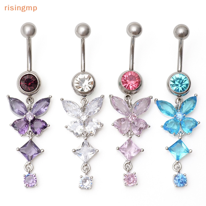 Khuyên Rốn Hình Bướm Bằng Thép Không Gỉ Đính Đá Zircon Thời Trang Cho Nữ