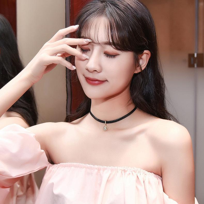 Vòng Cổ Choker Màu Đen Phối Dây Xích Ngắn Thời Trang Cho Nữ 113