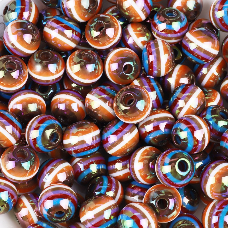 Bộ 5 Hạt Xỏ Lỗ Thẳng 16mm Mạ UV Màu Cầu Vồng Dùng Làm Trang Sức / Điện Thoại