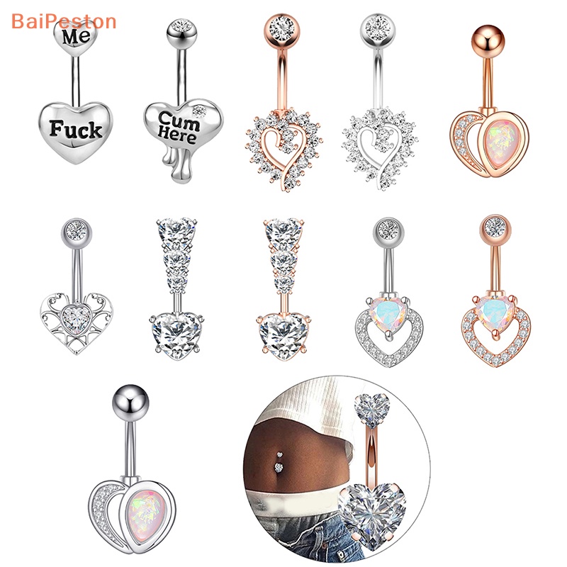 Khuyên Rốn Hình Trái Tim Đính Đá Zircon 14G