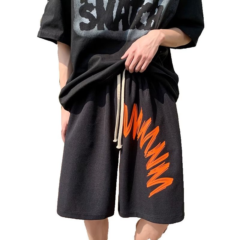 [Chất Lượng Cao] Quần Short Thể Thao Bóng Rổ Ngắn Dáng Rộng Dây Rút In Chữ Phong Cách Harajuku Hong Kong Thời Trang Mùa Hè Giản Dị