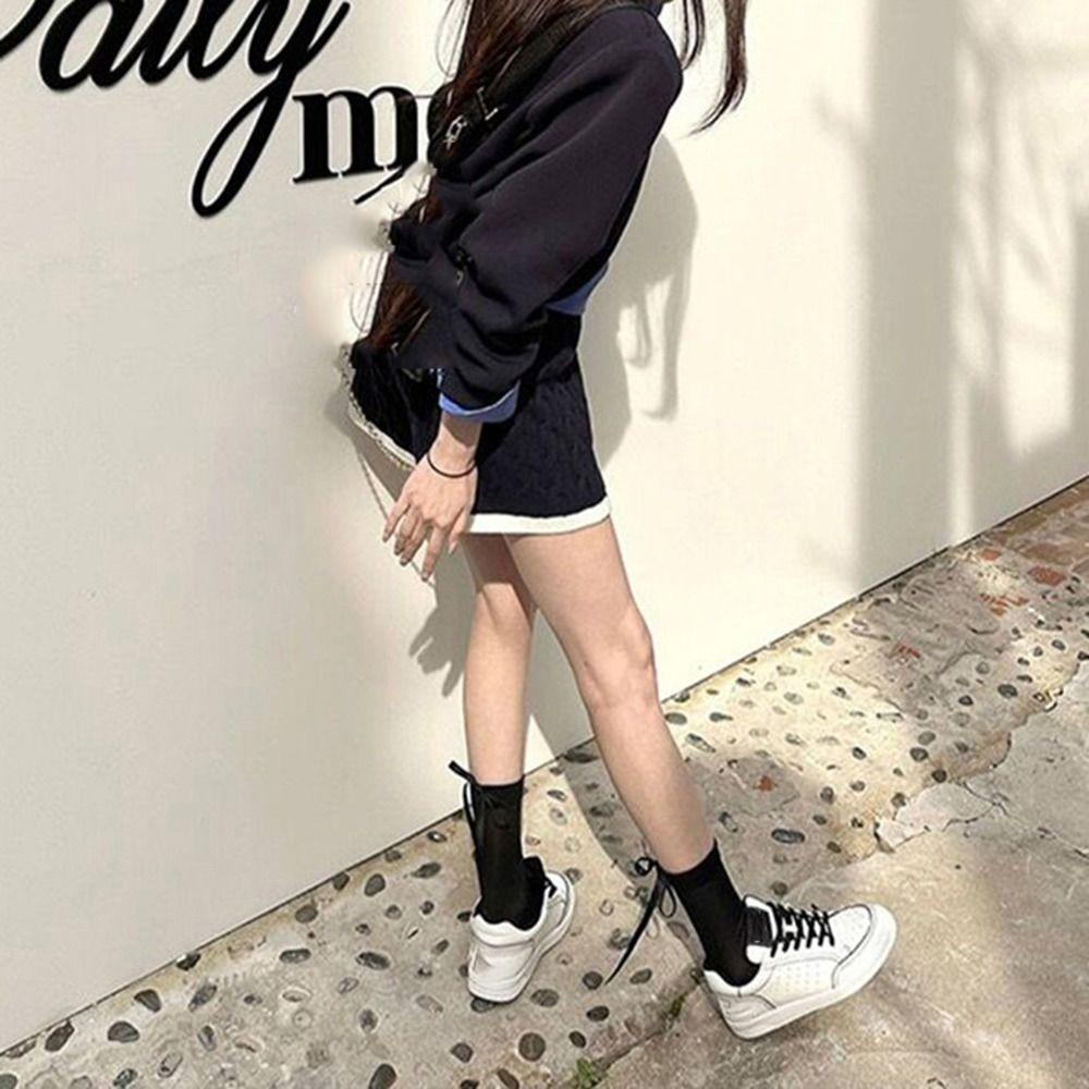 Vớ Ống Lửng Trong Suốt Đính Nơ Ruy Băng Thời Trang Lolita Mùa Hè