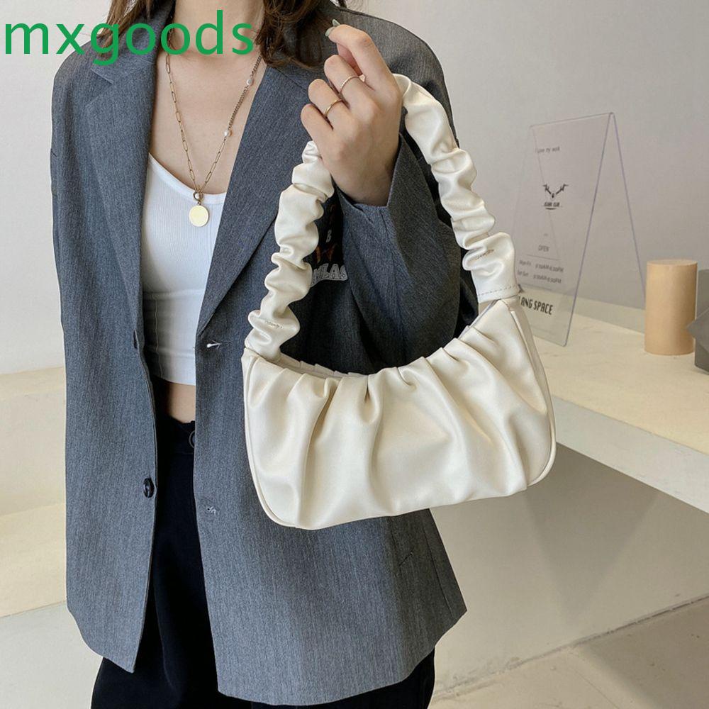 Mxgoods Túi Xách Da PU Xếp Ly Đeo Vai Đựng Điện Thoại Di Động Màu Tím Sức Chứa Lớn Phong Cách Pháp Cổ Điển Hình Bán Nguyệt