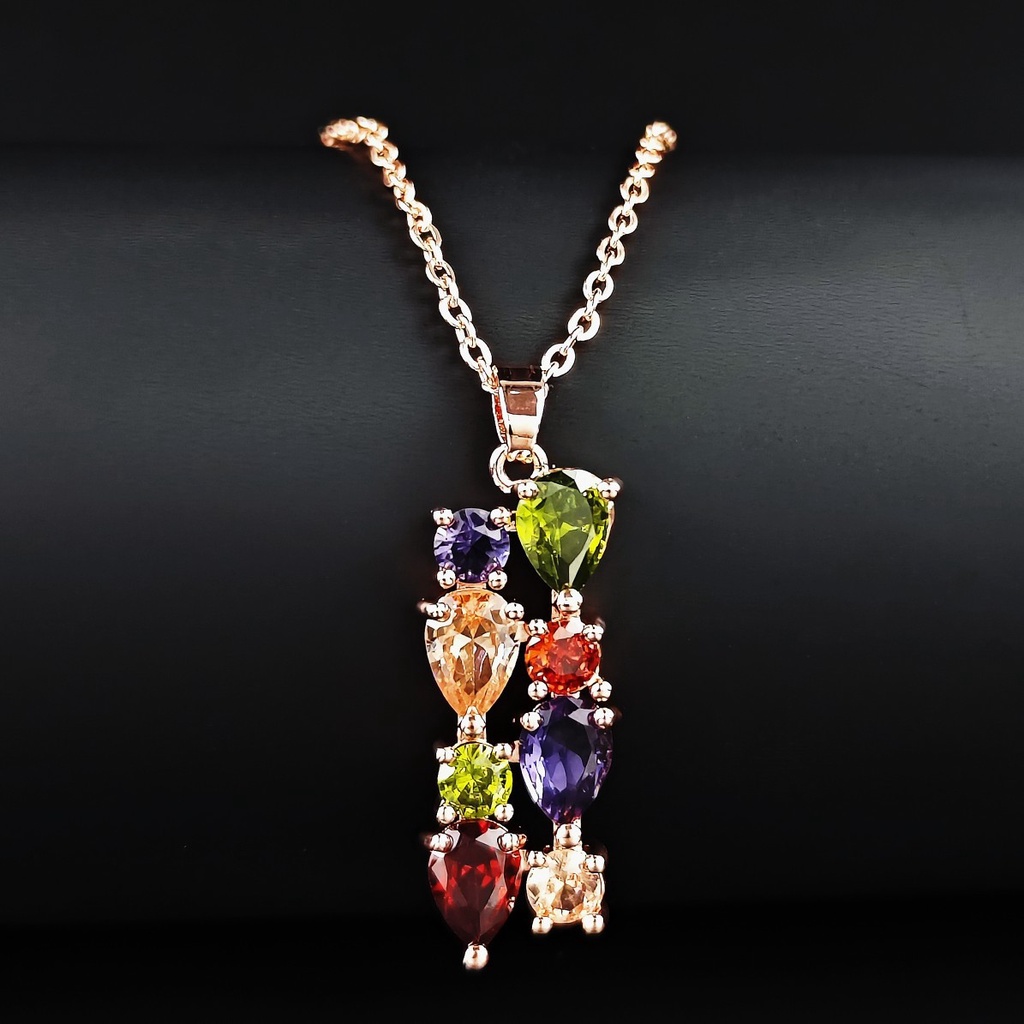 Dây Chuyền Mặt Đá Zircon Nhiều Màu Sắc Phong Cách Âu Mỹ