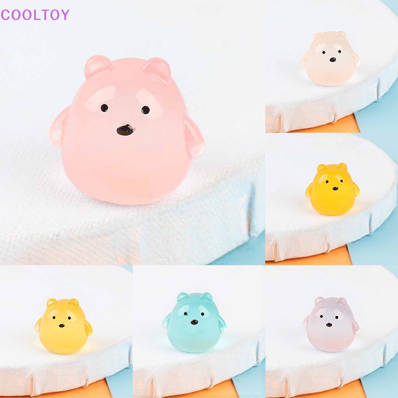 Set 2 Kẹp Tóc Hình Chú Gấu Nhỏ Bằng Nhựa Resin Phát Sáng Dễ Thương Trang Trí Tiểu Cảnh DIY