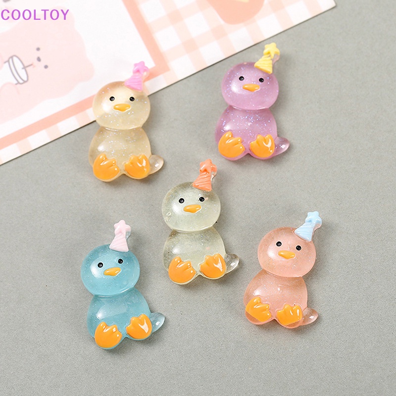 Set 1 / 5 Phụ Kiện Trang Trí Điện Thoại Hình Gà Con Bằng Nhựa Phát Quang Độc Đáo