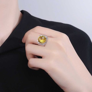 Nhẫn Thép Titan Đính Đá Zircon Vàng Thời Trang Cho Nam