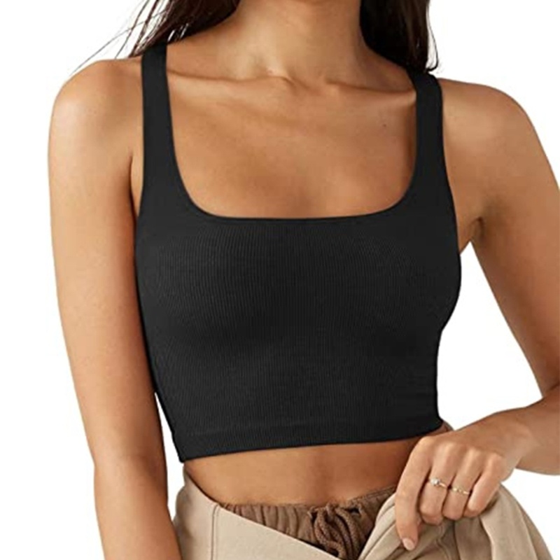 Áo Croptop Sát Nách Cổ Vuông Dáng Ôm Gợi Cảm Cho Bạn Gái