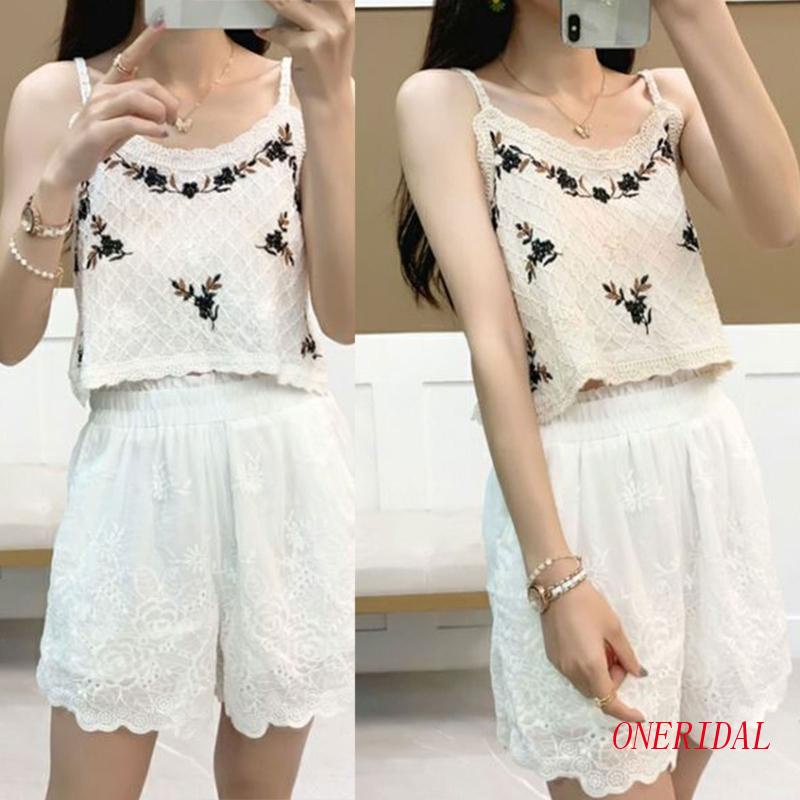 Áo Lửng Hai Dây Thêu Hoa Quyến Rũ Dành Cho Nữ