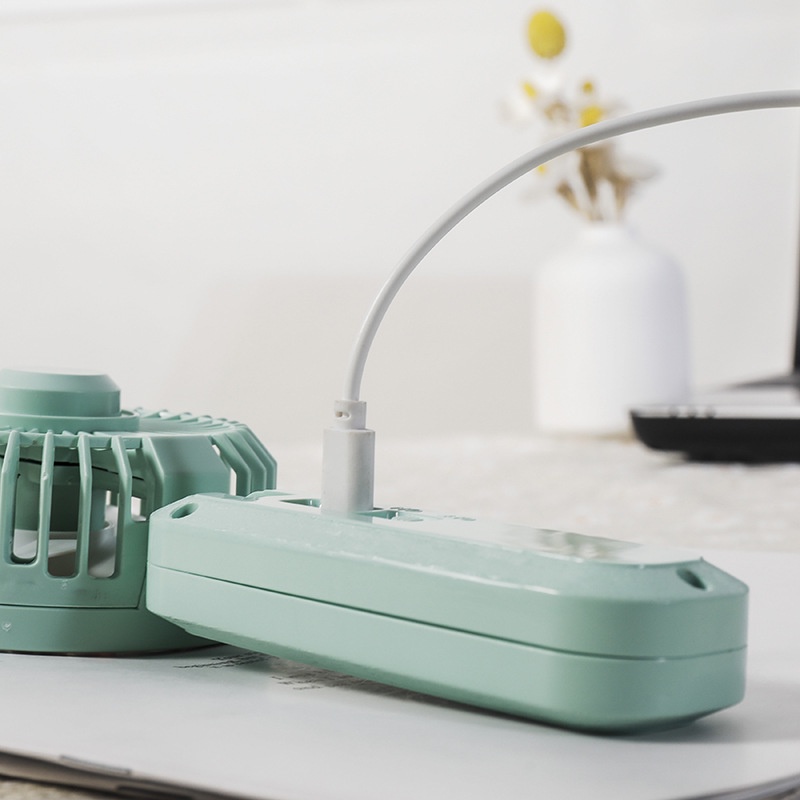 Quạt Điện USB Mini Cầm Tay 2 Bánh Răng Không Ồn Gấp Gọn Tùy Chỉnh Kèm Đèn Ngủ Tiện Dụng Cho Văn Phòng /