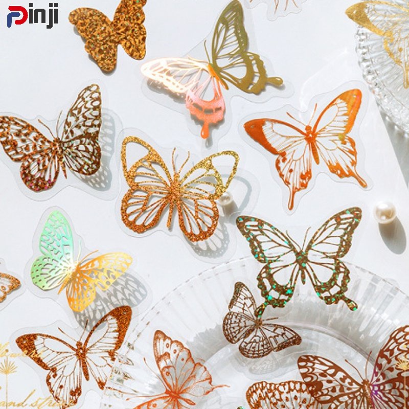 Set 45 Miếng Dán Trang Trí Sổ Tay DIY Bằng Lá Vàng