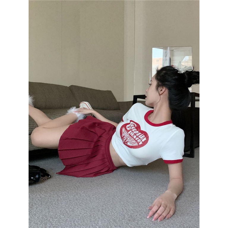 Áo baby tee Thun croptop Nữ Ngắn Tay In Chữ Phong Cách Mùa Hè Thời Trang