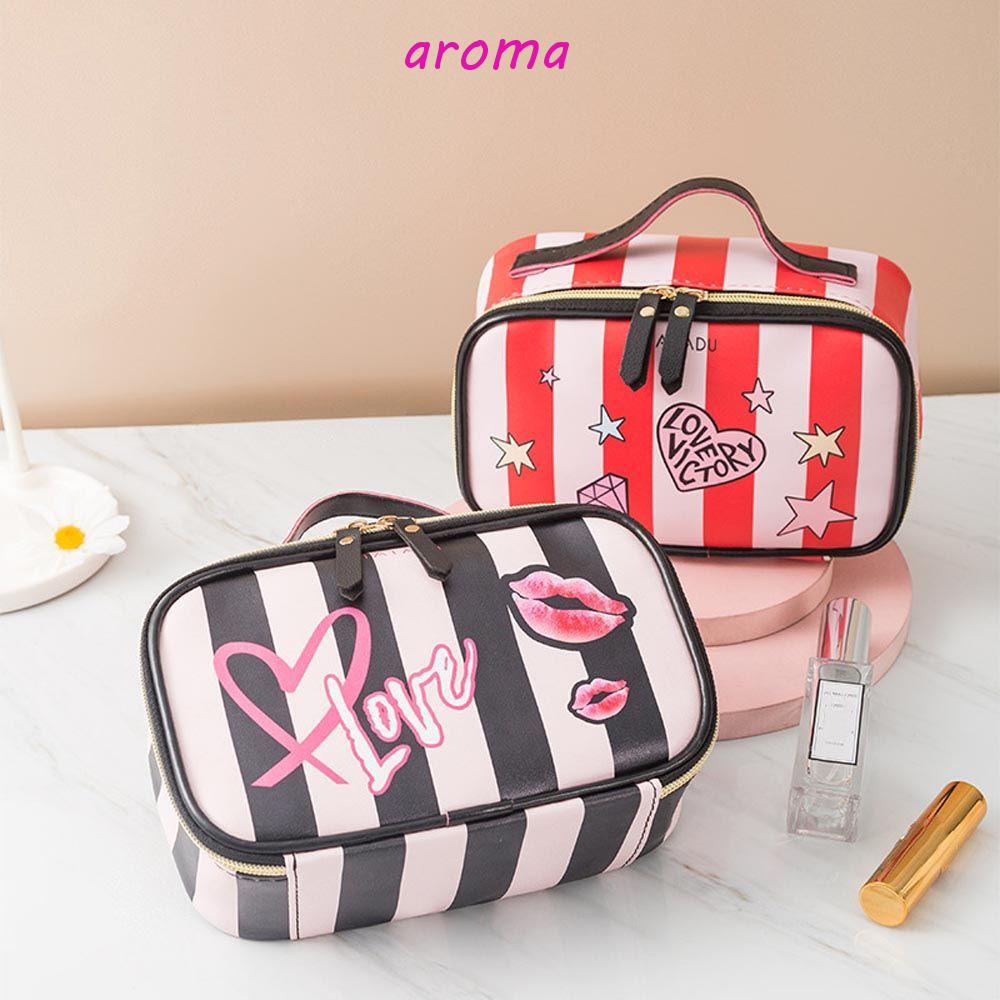 Túi Đựng Mỹ Phẩm Da PU Chống Thấm Nước Đa Năng In Chữ Xinh Xắn Cho Nữ