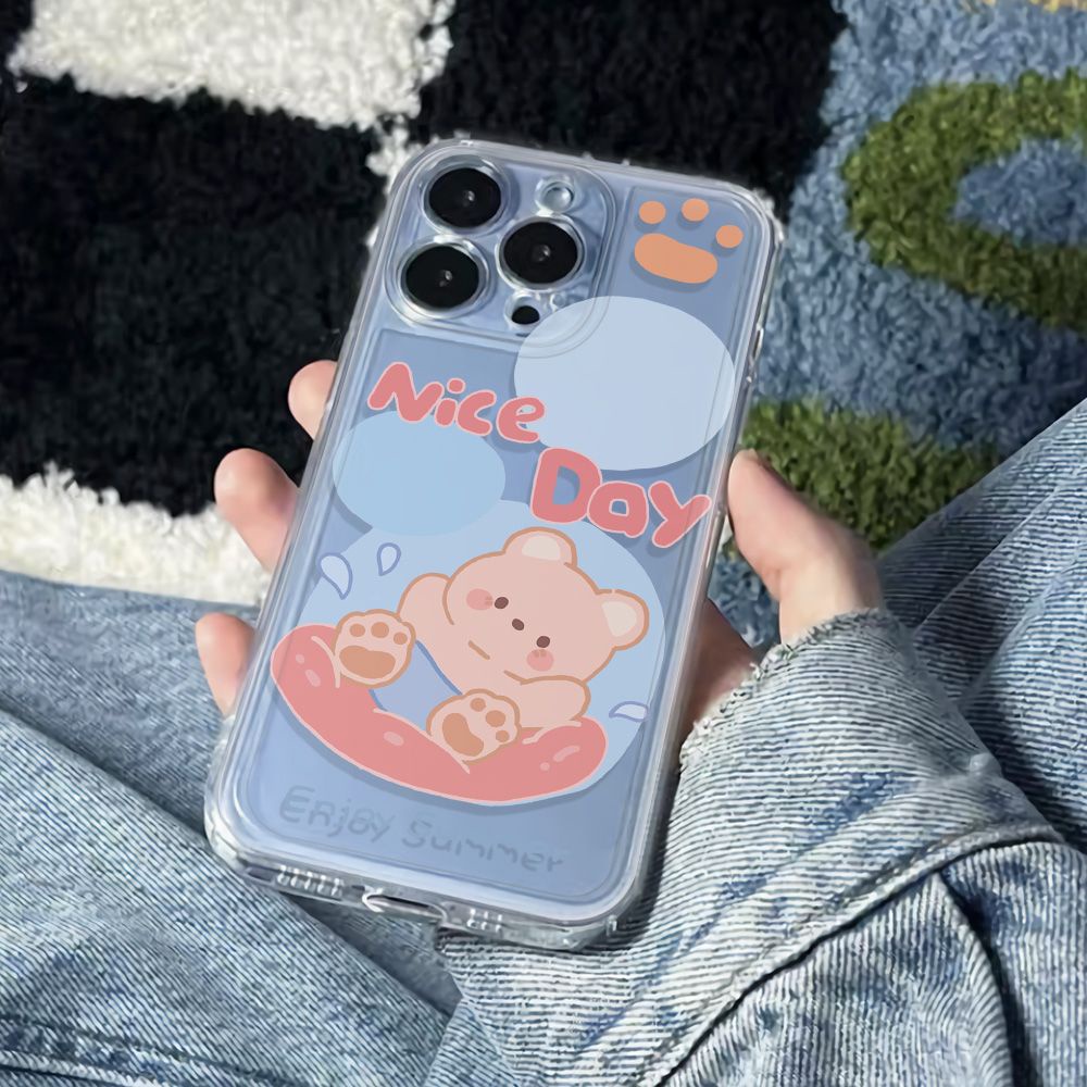 ✅Ốp Điện Thoại Dẻo Họa Tiết Chú Gấu Dễ Thương Chống Sốc Cho iPhone12 Z7CP 7814pro 6Inmax1113Plus