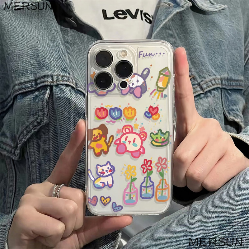 ✅Ốp Điện Thoại Dẻo Họa Tiết Hoa &amp; Chó Mèo Dễ Thương Chống Sốc Cho Iphone126Ins 14pro 1311 60AQ 78