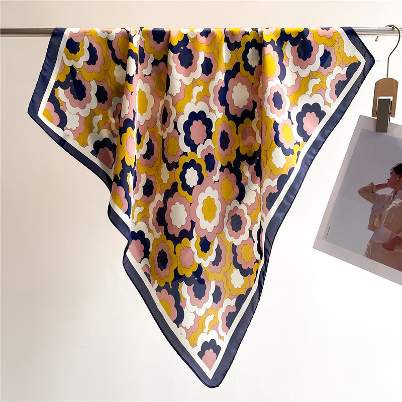 Khăn Choàng Cổ Hình Vuông 70x 70cm Bằng Lụa In Họa Tiết Hoa Sang Trọng Thời Trang Cho Nữ