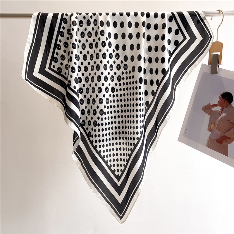 Khăn Choàng Cổ Hình Vuông 70X70Cm Chất Liệu Lụa Họa Tiết Chấm Bi Nhiều Màu Thời Trang Cho Nữ