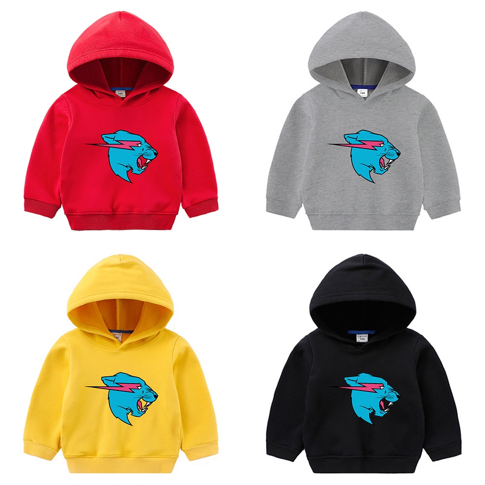 Áo Khoác Hoodie In Hoạt Hình Mèo Dingyuan Mr Beast Tia Chớp Đơn Giản Cho Trẻ Em Trai Và Bé Gái