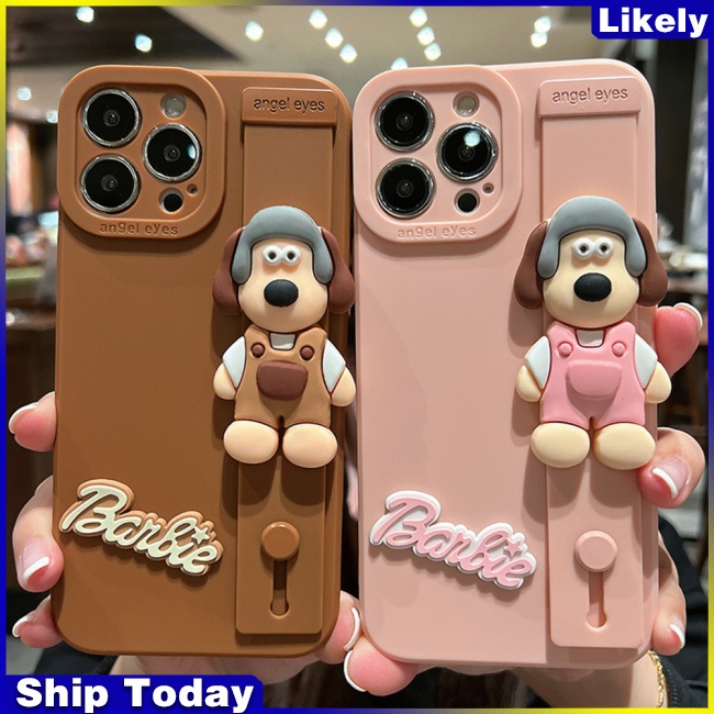 Ốp Điện Thoại Silicone Hình Chó Hoạt Hình 3D Có Quai Cầm Tay Cho Iphone 14 13 12 11