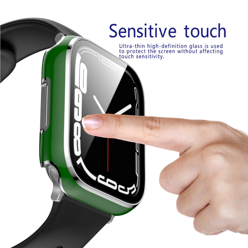 Kính Cường Lực + Ốp Bảo Vệ Màn Hình Đồng Hồ Thông Minh Bằng PC Cho Apple Watch 45mm 41mm 44mm 40mm 42mm 38mm series 8 7 6 5 4 3 2 1iWatch