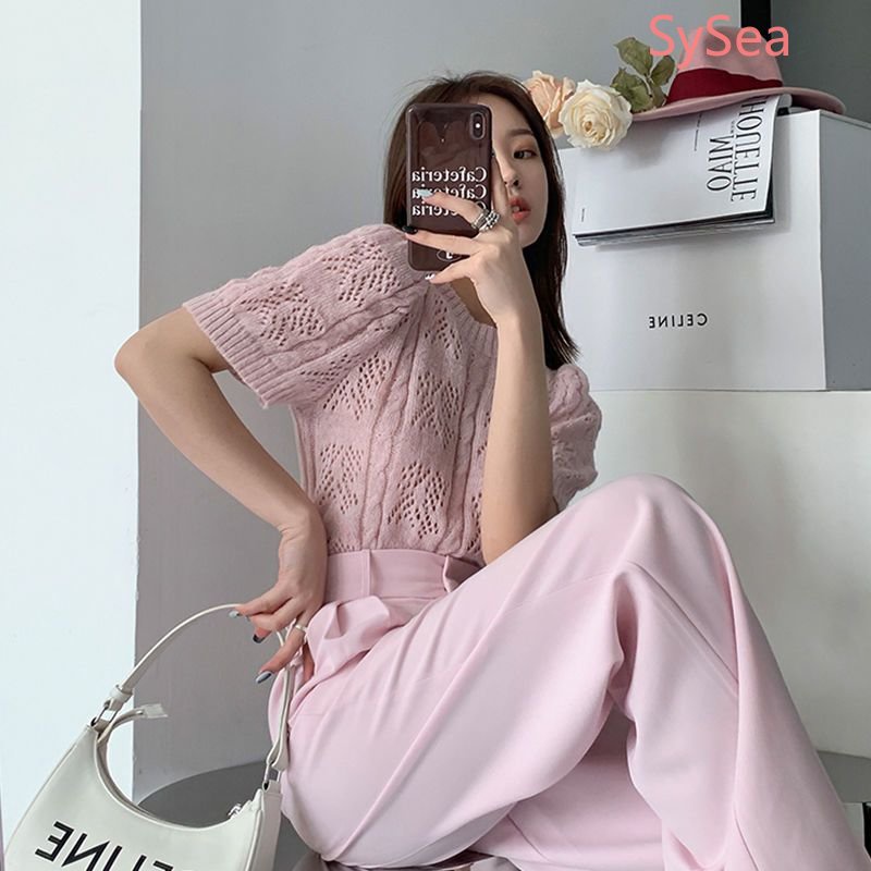 Áo Dệt Kim Cổ Tròn Thời Trang Mùa Hè Hàn Quốc Dành Cho Nữ